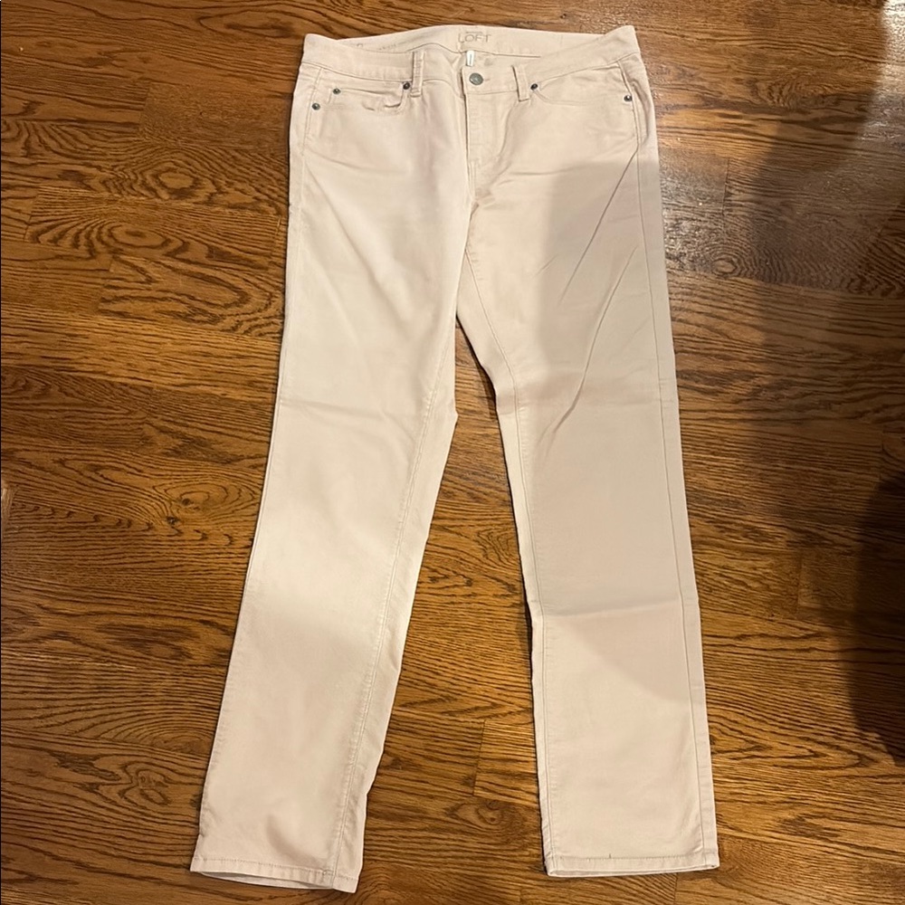 LOFT Cream Straight Leg Blush Corduroys